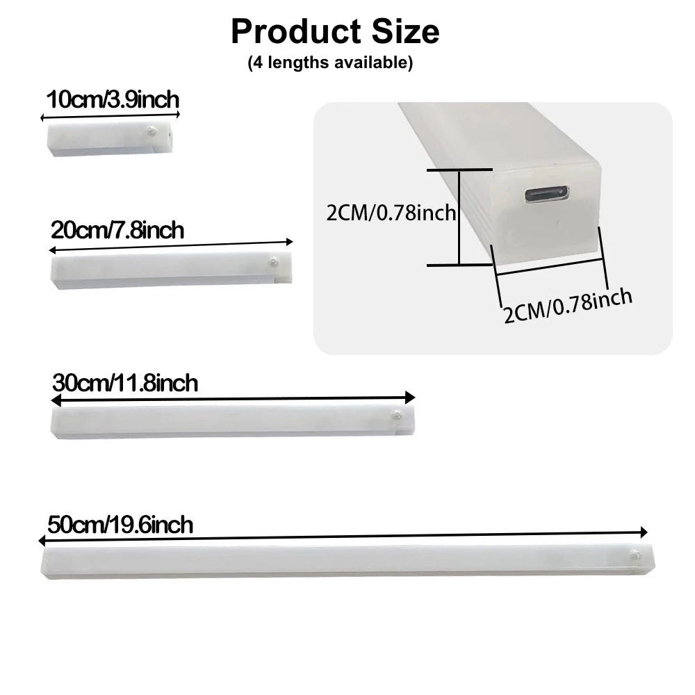 Smart Motion Sensor LED Light Bar – USB Rechargeable